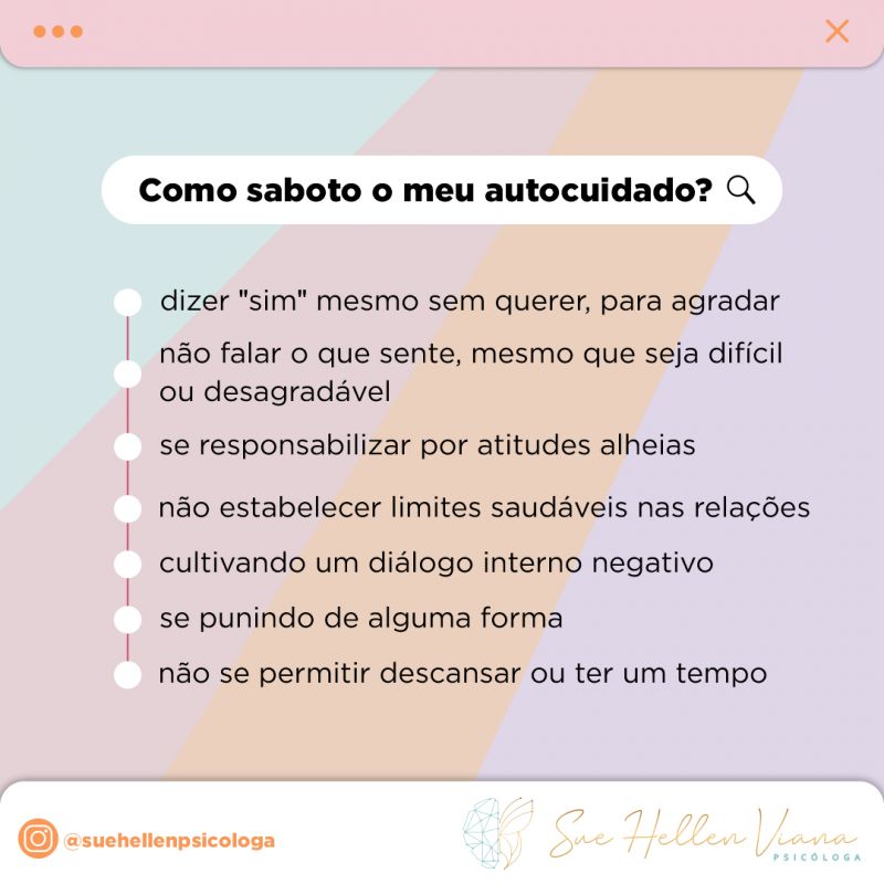 Como saboto meu autocuidado?